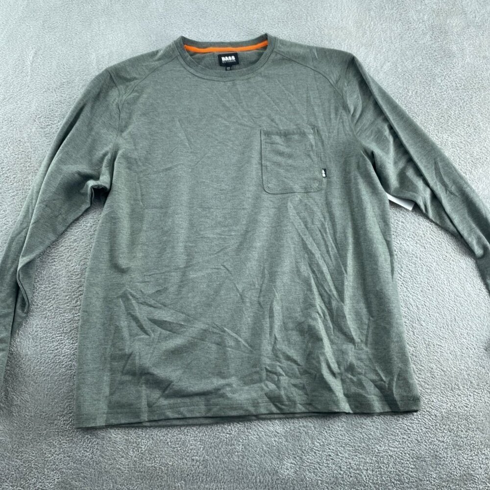 Bass Outdoor Mens Deep Depths Long Sleeve Pocket Tee XXL Polyester NWT 5114